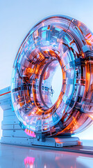 Obraz premium Innovative Oncological Treatment Approaches with Linear Accelerator 3D Render in Cinematic Photographic Style