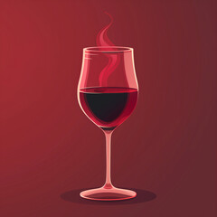  Rich Burgundy Goblet: Steam Rising in a Simplistic Vector Form