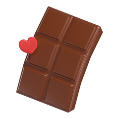 Chocolate And Heart 3D Icon Chocolate with Transparent Background
