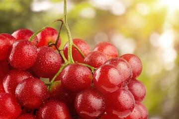 Fresh ripe grapes fruits hanging on branch.