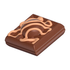 Waffle Dessert 3D Icon Chocolate with Transparent Background2