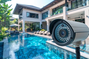 Obraz premium Security concept recording employs secure video surveillance and digital detection technology, integrating watchful eye monitoring mats for robust safety and protection.