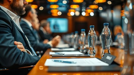 A business seminar where a speaker is discussing the impacts of digital transformation on traditional businesses