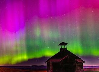 Northern Lights over an Abandoned Schoolhouse  2