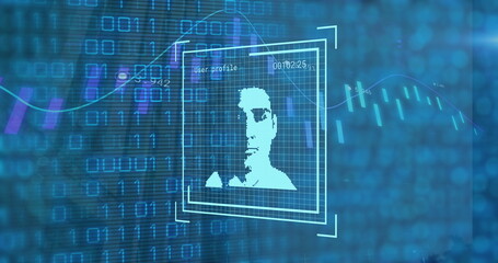 Image of digital interface over data processing