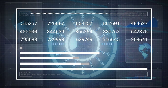Image of statistical data processing over round scanner and screens with data processing - Powered by Adobe
