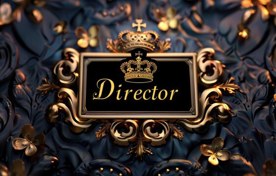 Stylish banner: creative business card with the text director on the background, each detail stands out with elegance and originality, attracting attention and emphasising professionalism.