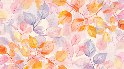 Elegant Autumn Leaves Watercolor Pattern