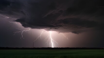 A striking lightning bolt captured during a thunderstorm 