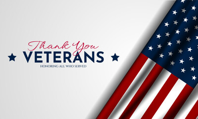 Thank you veterans, November 11, honoring all who served, American flags background vector illustration 