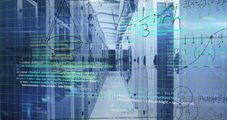 Image of computer data processing over computer servers