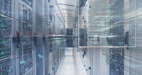 Image of computer data processing over computer servers