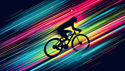 Obraz premium Extreme sports illustration, digital vector cyclist adventure Wallpaper 4K Background Generative AI