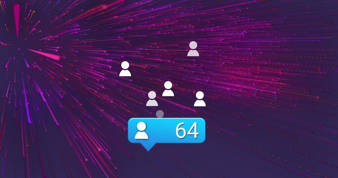 Image of social media icons and numbers over pinkpattern