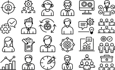 Business icon set. Linear icon collection, Editable stroke, Vector illustration.