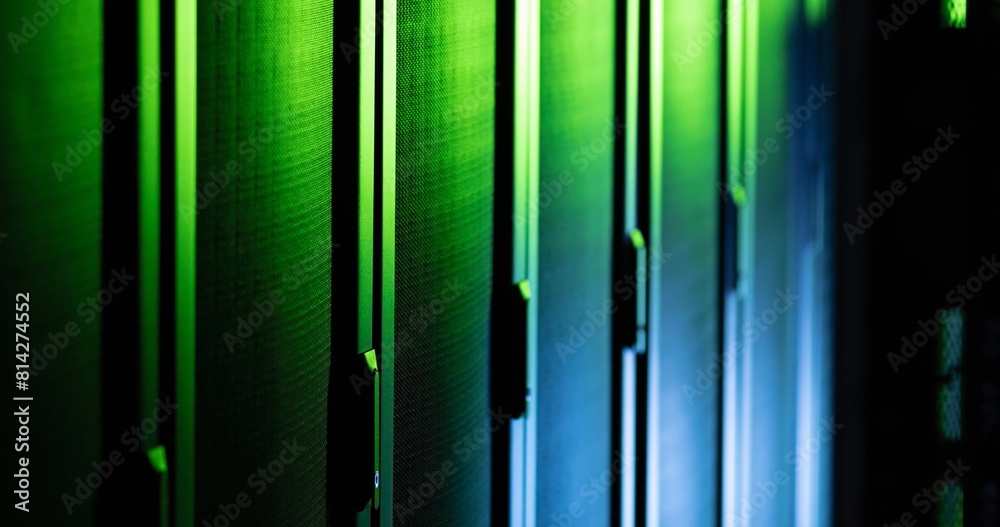 Poster image of data processing against computer server room