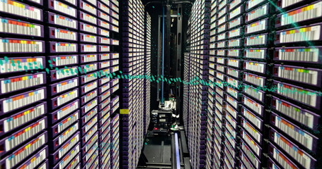 Image of data processing against computer server room
