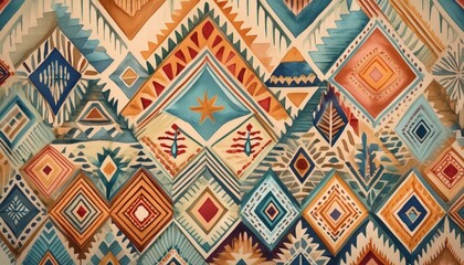 Ethnic tribal watercolor pattern for design projects.