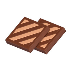 Two Square Chocolates 3D Icon Chocolate with Transparent Background