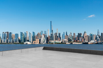 Skyscrapers Cityscape Downtown, New York Skyline Buildings. Beautiful Real Estate. Day time. Empty...