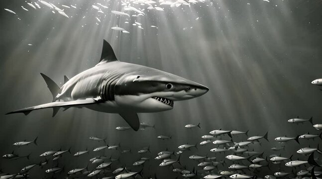 Sardines de chasse aux requins en haute mer