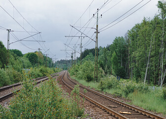 View of a railway tracks during summer