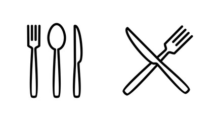 spoon and fork icon set. spoon, fork and knife icon vector. restaurant icon