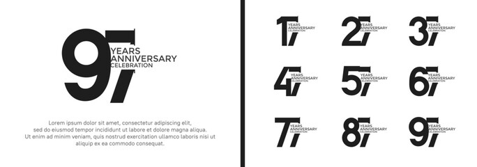 anniversary logo style set with black color can be use for celebration moment