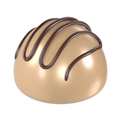Half White Chocolate Ball With Cream 3D Icon Chocolate with Transparent Background