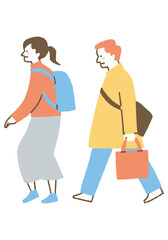 Woman in her 20s and male office worker in his 30s on his way to work_Color