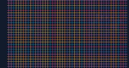 Image of data processing over screens and grid on black background