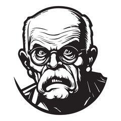 Grizzled Fury Vector Illustration of the Angry Old Guy Logo