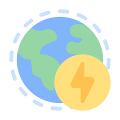 Energy Icon With Flat Color Style 
