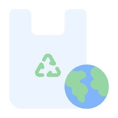 Recycle Icon With Flat Color Style 