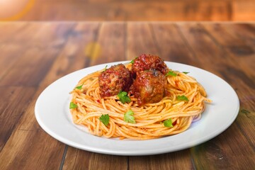 Tasty fresh pasta noodles dish with sauce and cheese