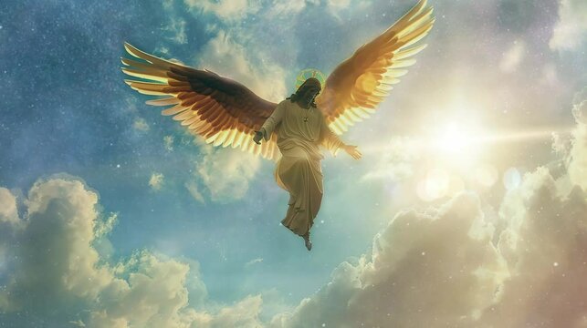 The figure of the kind-hearted and all-loving God Jesus is greatly glorified by mankind in the world. seamless looping time-lapse virtual 4k video Animation Background.
