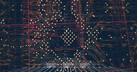 Image of computer circuit board over data processing