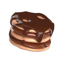 Chocolate Pancake 3D Icon Chocolate with Transparent Background