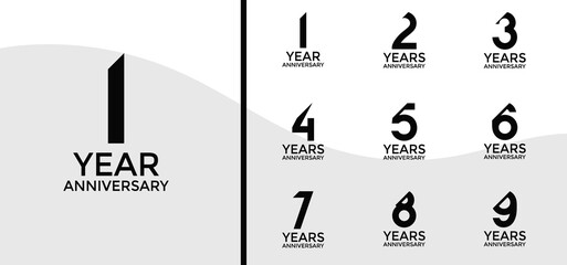 anniversary logo style set with black color and slash can be use for celebration moment