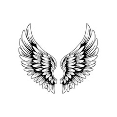 Obraz premium Sketch angel wings. Angel feather wing. Vector illustration.