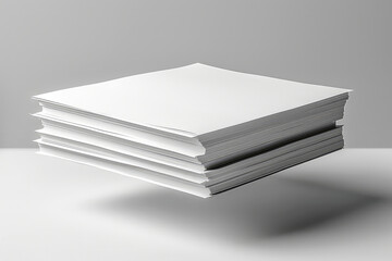 Stack of white paper sheets on a white background
