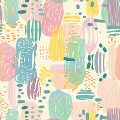 Seamless doodle pattern, colorful with pastel colors, digital paper for printing, graphic design, product designs, stickers and many more.	
