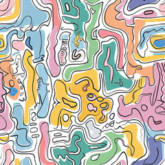 Seamless doodle pattern, colorful with pastel colors, digital paper for printing, graphic design, product designs, stickers and many more.	
