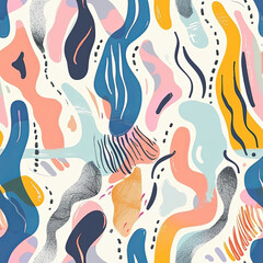 Seamless doodle pattern, colorful with pastel colors, digital paper for printing, graphic design, product designs, stickers and many more.	
