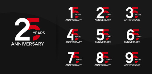 anniversary logo style set with white and red color can be use for celebration moment