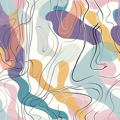 Seamless doodle pattern, colorful with pastel colors, digital paper for printing, graphic design, product designs, stickers and many more.	
