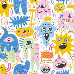 Seamless doodle pattern, colorful with pastel colors, digital paper for printing, graphic design, product designs, stickers and many more.	

