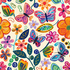 Seamless doodle pattern, colorful with pastel colors, digital paper for printing, graphic design, product designs, stickers and many more.	
