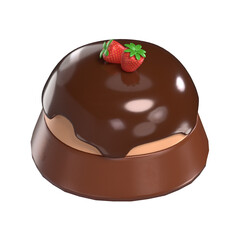 Cake Choco Strawberry 3D Icon Chocolate with Transparent Background