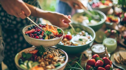 Organize a wellness retreat focused on healthy eating and mindful living, featuring daily smoothie bowl workshops, yoga sessions, and wellness seminars in a tranquil natural setting